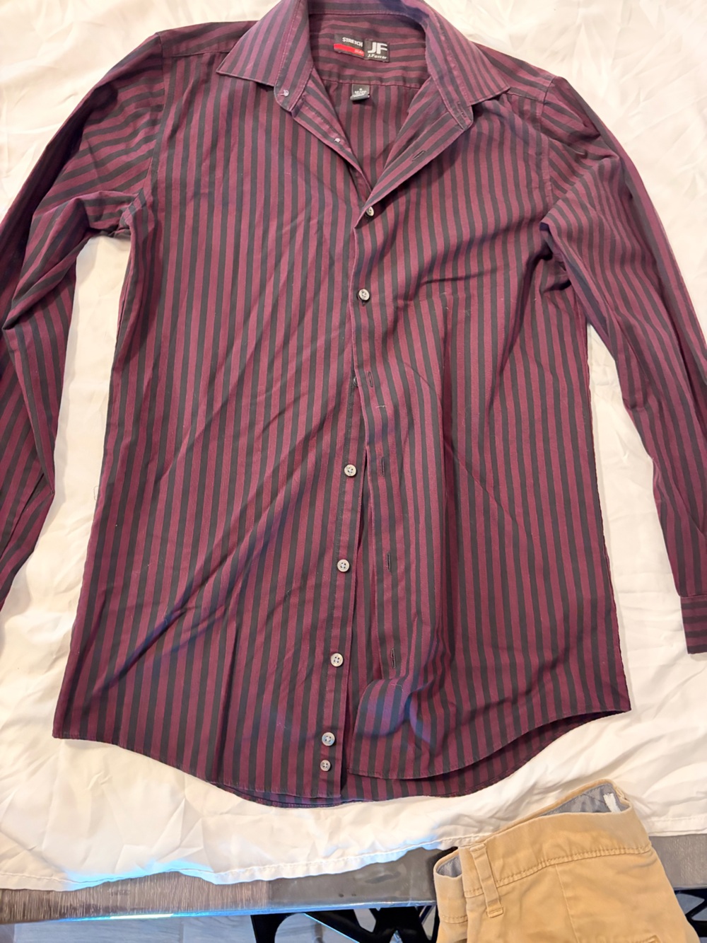 jf j.ferrar Purple and Black Striped Button-Down Shirt